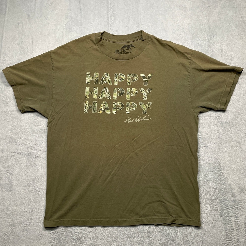 Duck Commander T-Shirt Men XL Green Happy Happy Happy Phil Robertson Graphic Tee